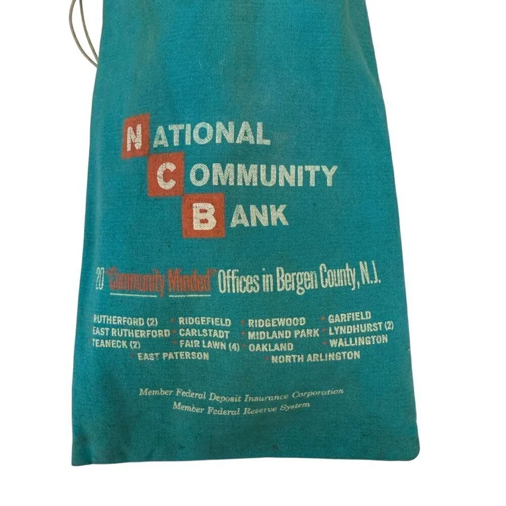 Vintage Bank Deposit Bag National Community New Jersey Bergen A. Rifkin Co.